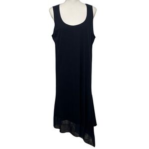 Philosophy Sleeveless Midi Dress Asymmetrical Sheer Hem Navy Blue SZ 1X NWT